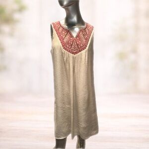 AUW Boho Embroidered Beaded Dress Size 8 Sleeveless